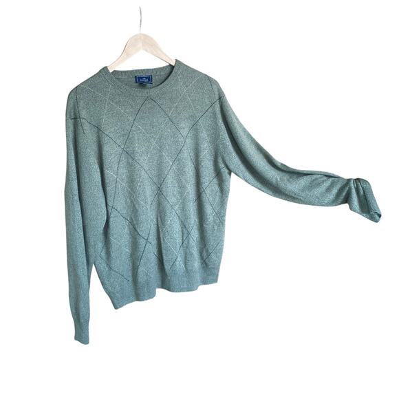 Dockers Men’s Green Argyle Knit Sweater Pullover Size M Medium Acrylic Crewneck - Picture 1 of 6